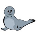 Cute funny seal. Cute cartoon seal. Marine life.